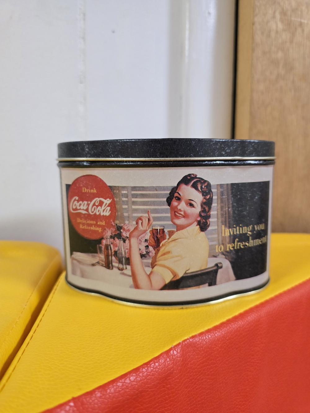 Coca Cola Vintage Style Oval Tin - Black and Cream